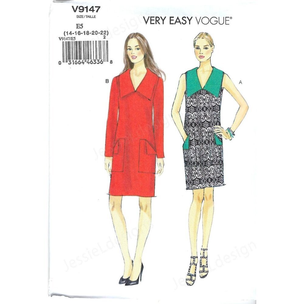 Vogue‎ Patterns V9147 Easy Sew Misses Dress Pattern Sizes 14-22